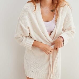 Aerie Cream Open-Front Cardigan
